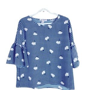 Floral top with bell sleeve detailing